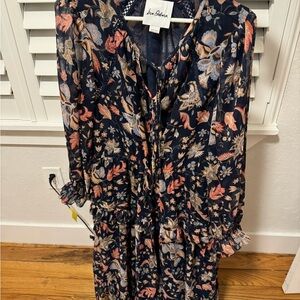 Sam Edelman Floral Long Sleeve Dress - Navy and Pink